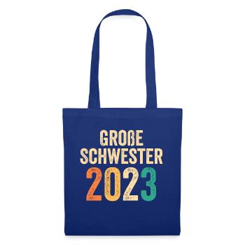 Schwester 2023 Schwanger Werdende Schwester - Stoffbeutel - Royalblau - Vorne