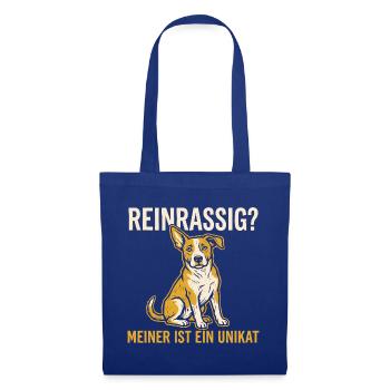 Reinrassig? Meiner ist ein Unikat - Mischling - Stoffbeutel - Royalblau - Vorne