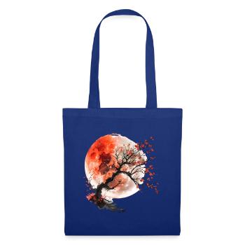 Roter Mond und Kirschbaum - Stoffbeutel - Royalblau - Vorne