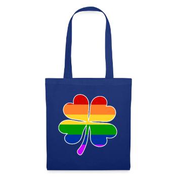 Regenbogen Flagge Vierblättriges Kleeblatt - Stoffbeutel - Royalblau - Vorne