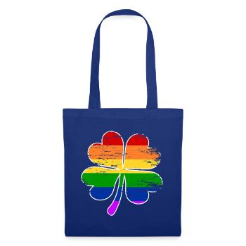 Regenbogen Flagge Vierblättriges Kleeblatt used - Stoffbeutel - Royalblau - Vorne