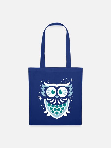 Eule - owl - night - Stoffbeutel - Royalblau