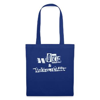 Selbstironie: WOKE & linksversifft - Stoffbeutel - Royalblau - Vorne