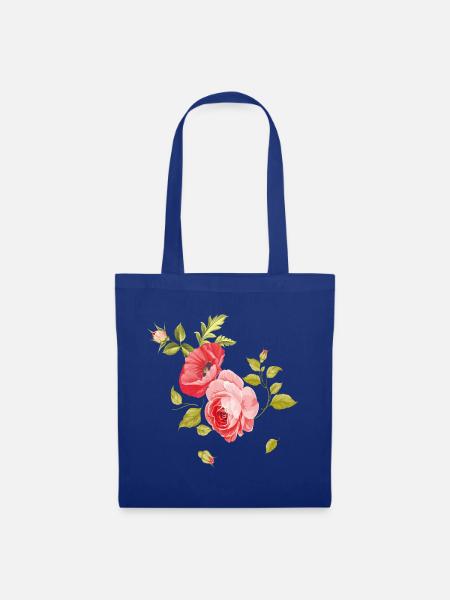 Rosenbouquet - Stoffbeutel - Royalblau