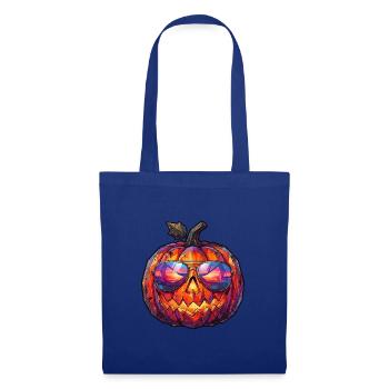 Poly Art Halloween Kürbis - Stoffbeutel - Royalblau - Vorne