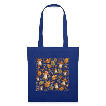 Pilze Steinpilz Muster Herbst Wald Botanisch Natur - Stoffbeutel - Royalblau - Vorne