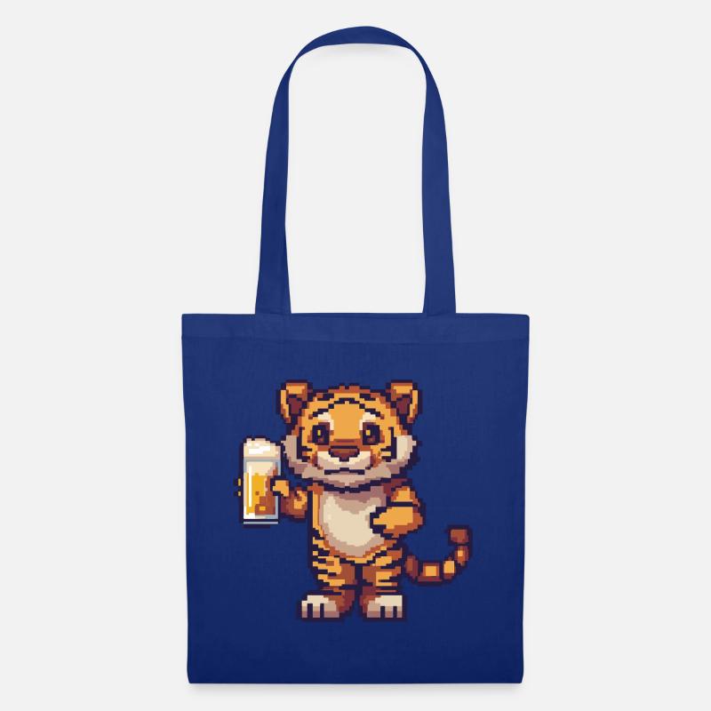 Tiger Pixel Bier - Stoffbeutel - Royalblau