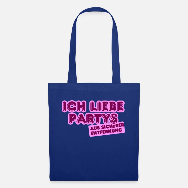 Ich liebe Partys – aus sicherer Entfernung - Stoffbeutel - Royalblau
