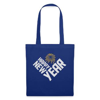 Citation Bonne année - Sac en tissu - bleu royal - Devant