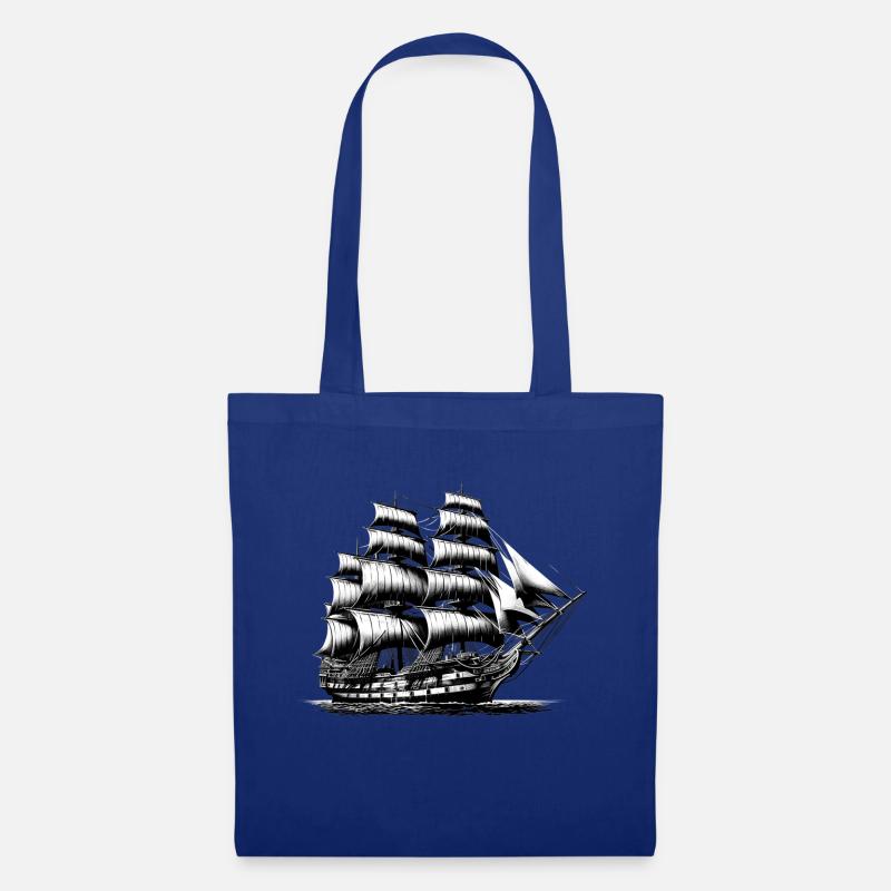 Altes Segelschiff - Stoffbeutel - Royalblau