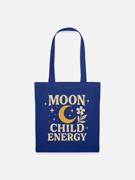 Mond und Blumenkind Energiedesign - Stoffbeutel - Royalblau