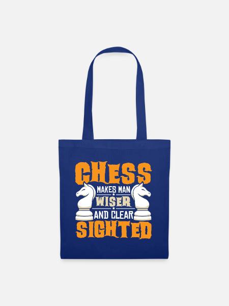 Schach Schachspieler Schachbrett - Stoffbeutel - Royalblau