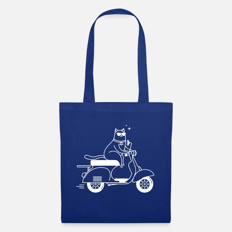 Coole Katze auf einem Motorroller - Stoffbeutel - Royalblau