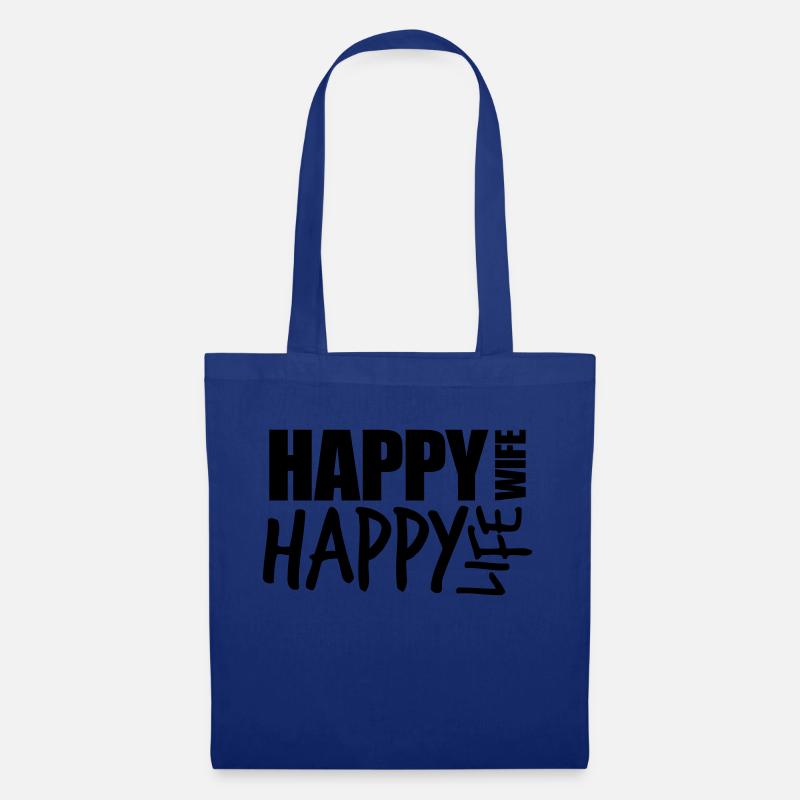 text cool happy wife life ehefrau gluecklich leben - Stoffbeutel - Royalblau