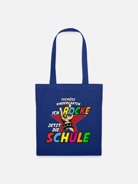Tschüss Kindergarten ich rocke jetzt die Schule - Stoffbeutel - Royalblau
