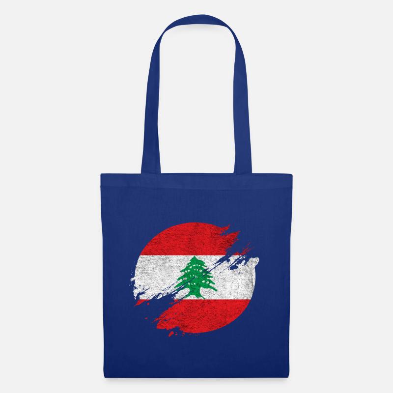 Libanon Vintage Kreis / Geschenkidee - Stoffbeutel - Royalblau