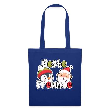 Weihnachten Weihnachtsmann Beste Freunde - Stoffbeutel - Royalblau - Vorne