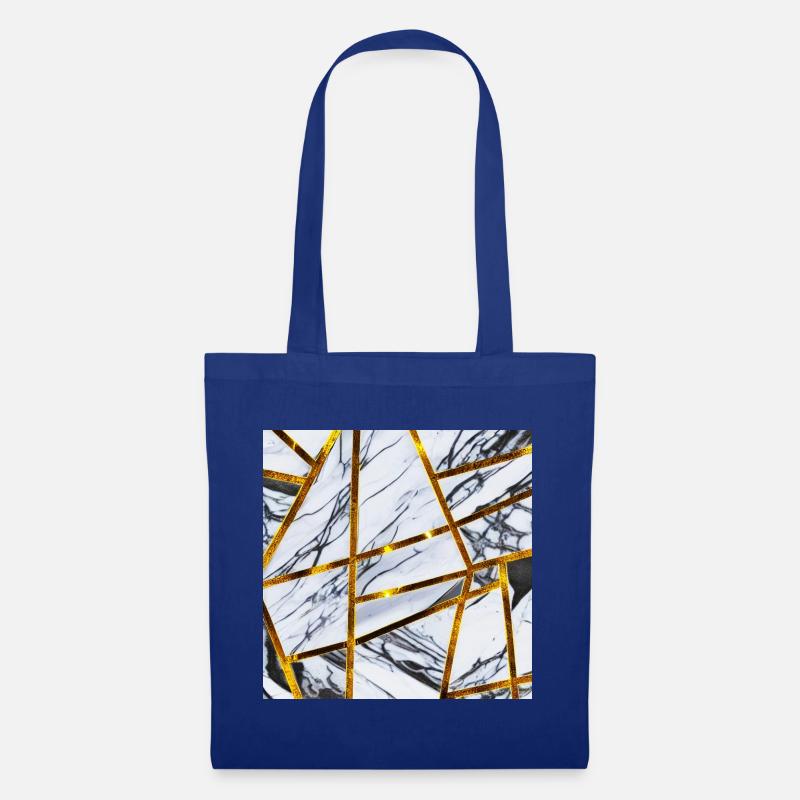Marmor Weiß Gold - Stoffbeutel - Royalblau