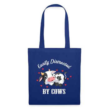 Easiliy distrait par les vaches Cow Farmer Cattle - Sac en tissu - bleu royal - Devant