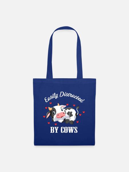 Easiliy Distracted by Cows Kuh Bauer Landwirt Rind - Stoffbeutel - Royalblau
