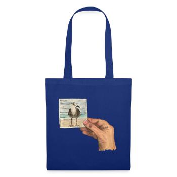 Hand mit Foto einer Möwe - Stoffbeutel - Royalblau - Vorne