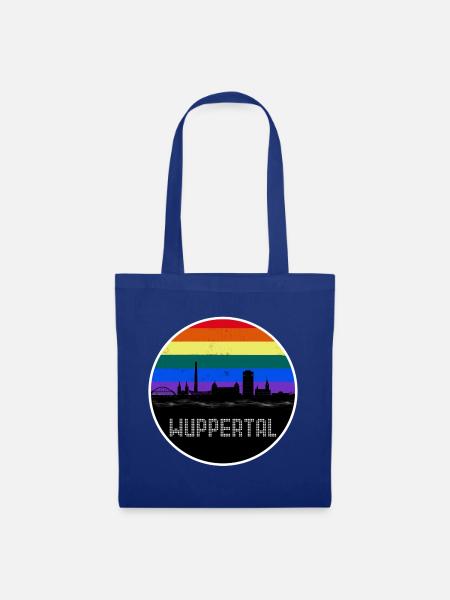 Wuppertal Skyline Regenbogen - Stoffbeutel - Royalblau