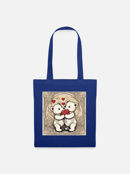 Lovely Bears - Two Teddys - Teddy Bears - Stoffbeutel - Royalblau