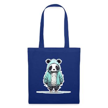 Sweat à capuche panda style rap stylisé chemise streetwear - Sac en tissu - bleu royal - Devant