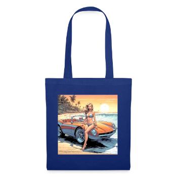 Fille avec voiture et nature de rêve 3 - Sac en tissu - bleu royal - Devant