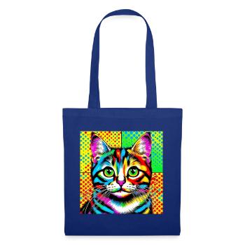 Chat Pop Art - Sac en tissu - bleu royal - Devant