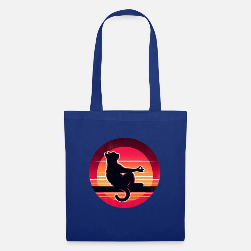 Silhouette de chat au coucher de soleil - Sac en tissu - bleu royal