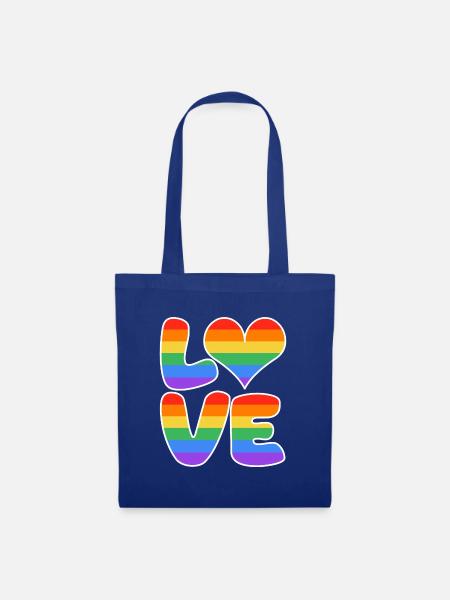 Regenbogenliebe Herzdesign - Stoffbeutel - Royalblau
