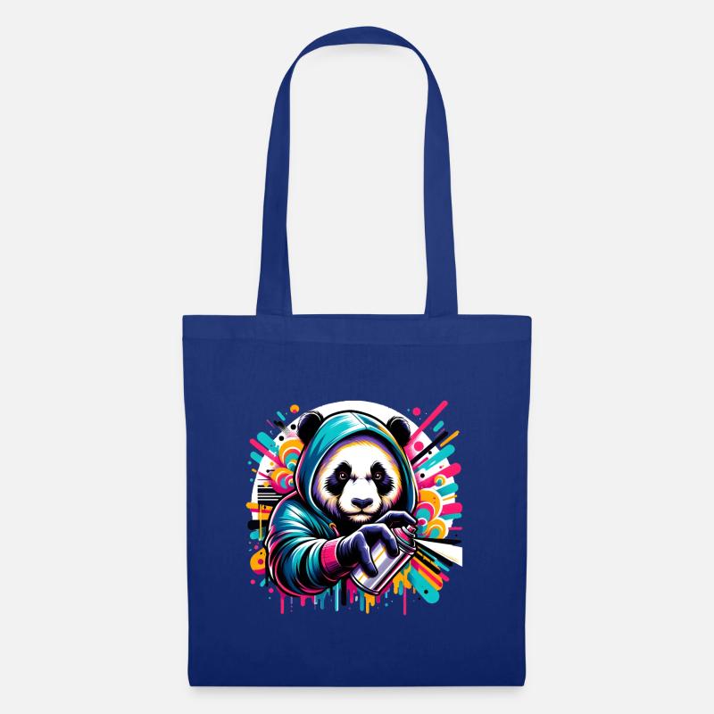 funny panda bear with graffiti and spray can - Tote Bag - royal blue