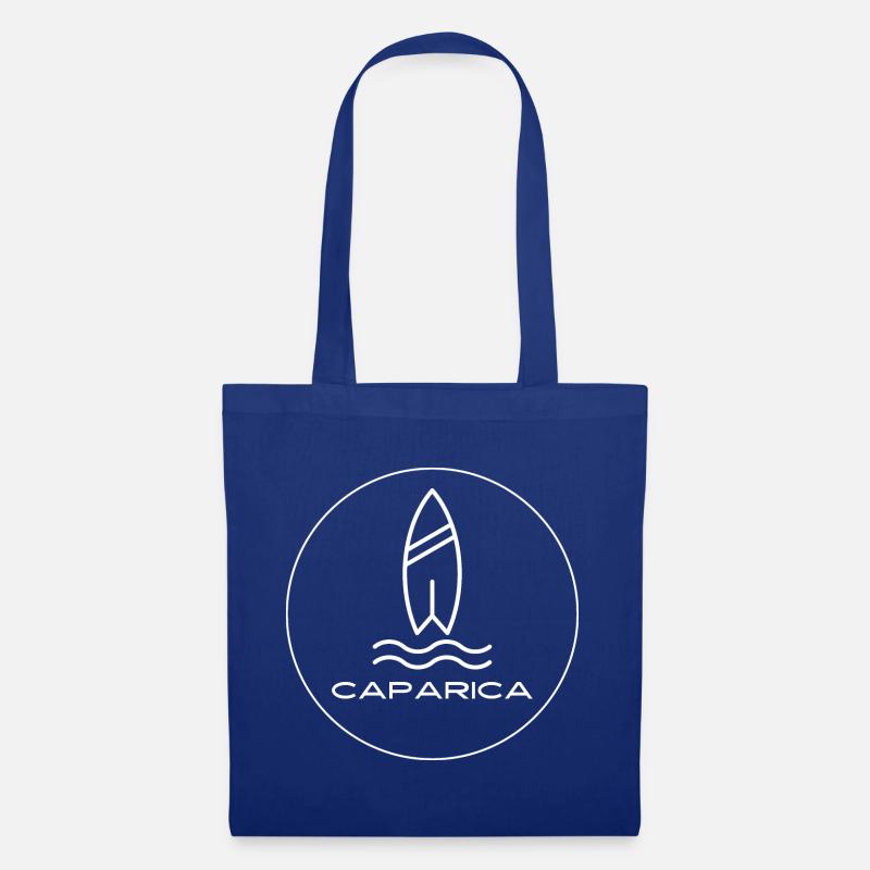 CAPARICA Surfboard Logo mit Wellen und Text - Stoffbeutel - Royalblau