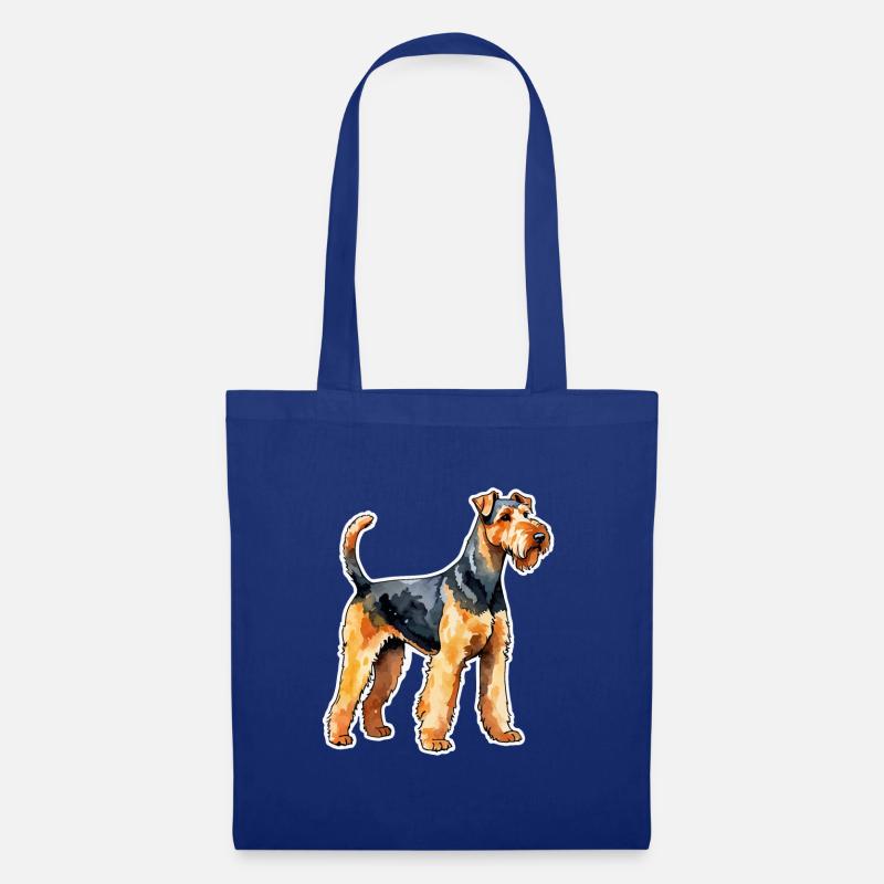 Airedale Terrier Wasserfarben - Stoffbeutel - Royalblau