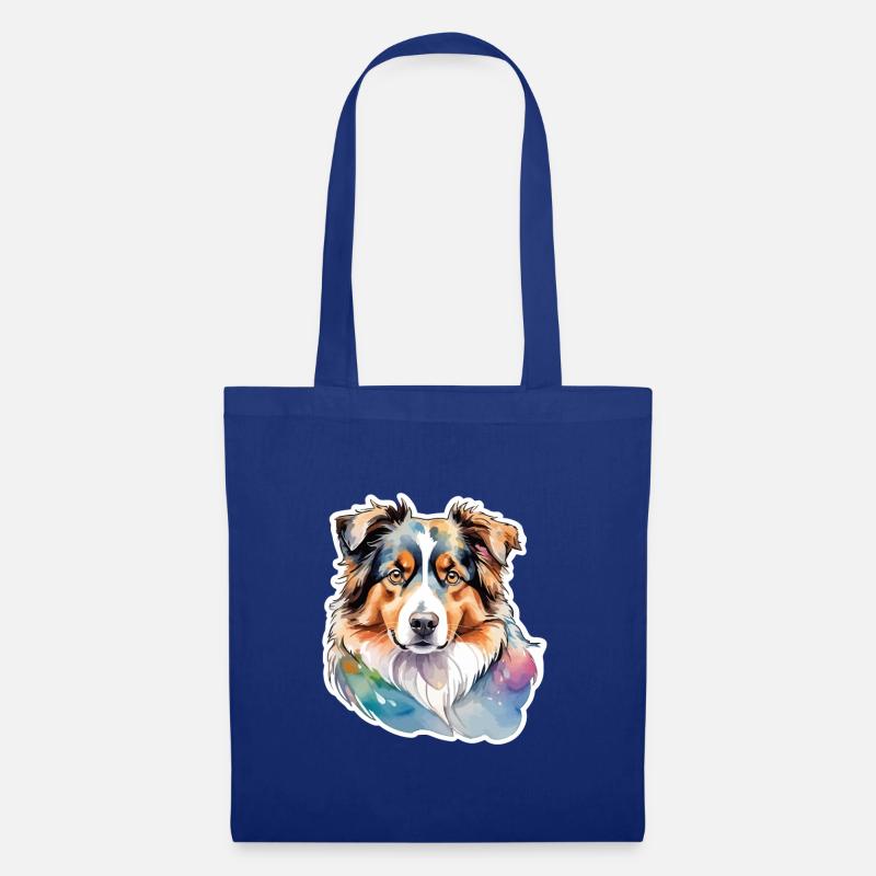 Australian Shepherd Wasserfarben - Stoffbeutel - Royalblau