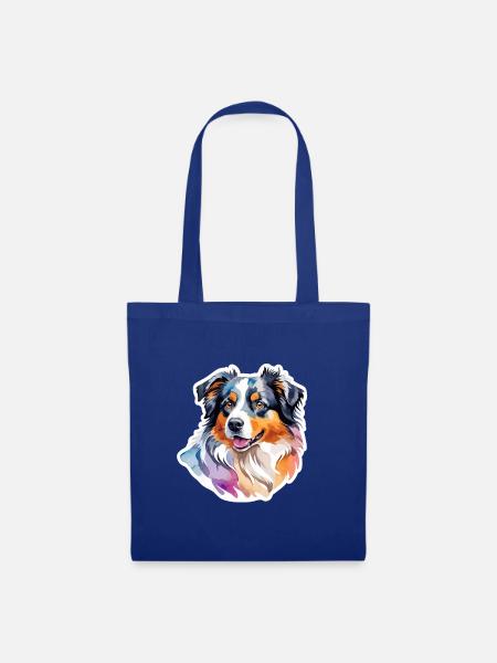 Australian Shepherd Wasserfarben - Stoffbeutel - Royalblau