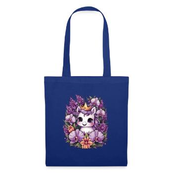 Kawaii Unicorn with Orchids and Lilac - Tote Bag - royal blue - Front
