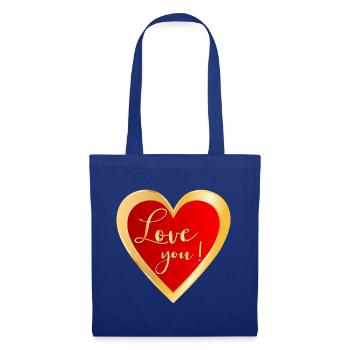Ich liebe dich Herz - Stoffbeutel - Royalblau - Vorne