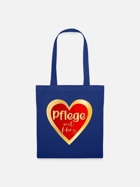 PFLEGE MIT HERZ - PFLEGEBERUFE GESUNDHEIT - Stoffbeutel - Royalblau