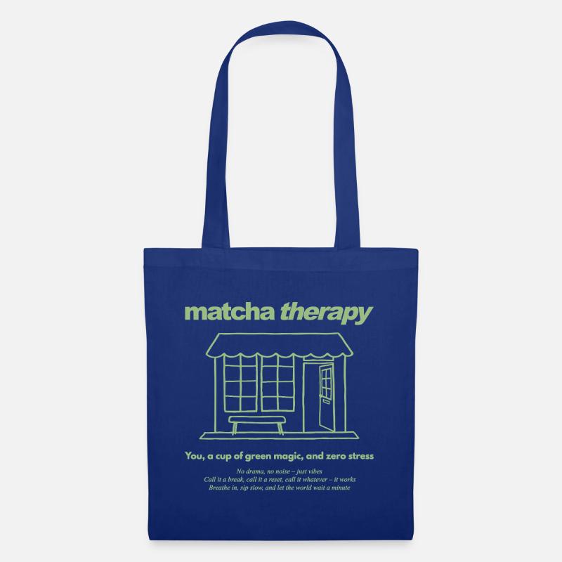 matcha therapy Café - green magic and zero stress - Stoffbeutel - Royalblau