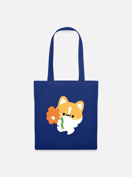 Romantischer Corgi - Stoffbeutel - Royalblau