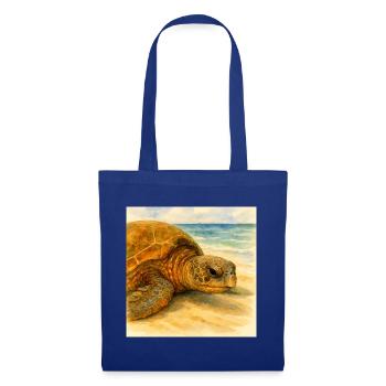Tortue aquarelle près de la plage - Sac en tissu - bleu royal - Devant