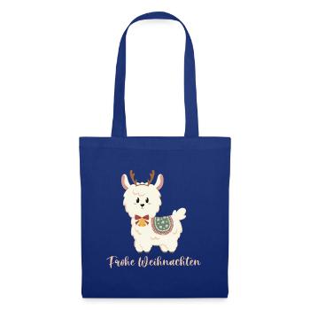 Alpaca in reindeer costume wishes Merry Christmas - Tote Bag - royal blue - Front