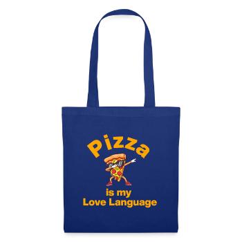 Pizza ist meine Love Language, Pizza Lover, Käse - Stoffbeutel - Royalblau - Vorne
