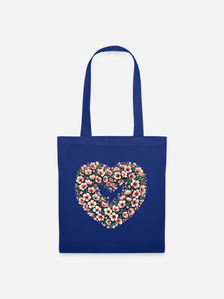 Blossom Heart Blumenwappen - Stoffbeutel - Royalblau