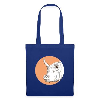 Cochon - Sac en tissu - bleu royal - Devant