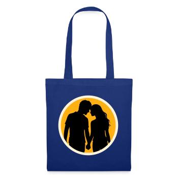 Couple Silhouette Amour Romance Petit ami de la Saint-Valentin - Sac en tissu - bleu royal - Devant
