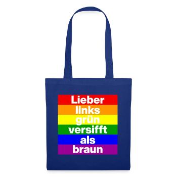 ICH BIN GERNE LINKS GRÜN VERSIFFT, NO NZS, FRIEDEN - Stoffbeutel - Royalblau - Vorne