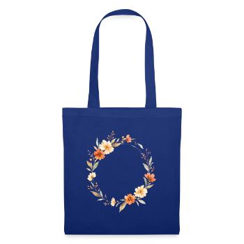 Couronne florale bohème personnalisable - Sac en tissu - bleu royal - Devant